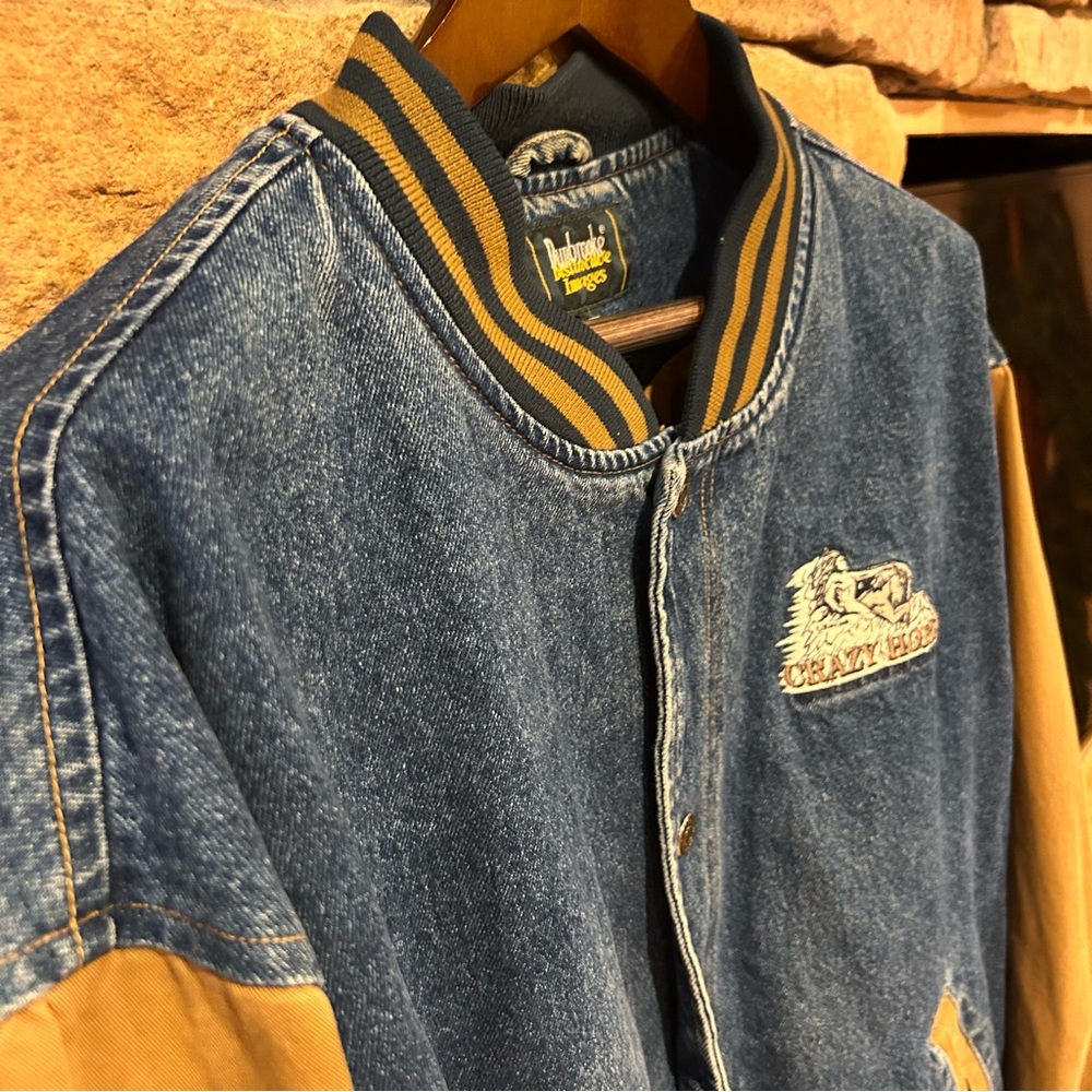 Dunbrooke Blue‎ and Tan Bomber Jacket Varsity Style men’s XL